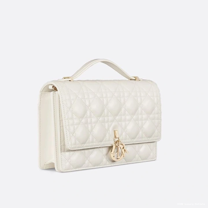 Cheap White Cannage Dior Lambskin Top Handle Bag Miss Small 0817 Luxury